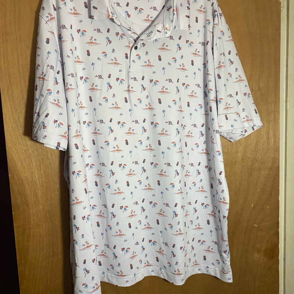 White Polo Shirt with Delicate Pattern